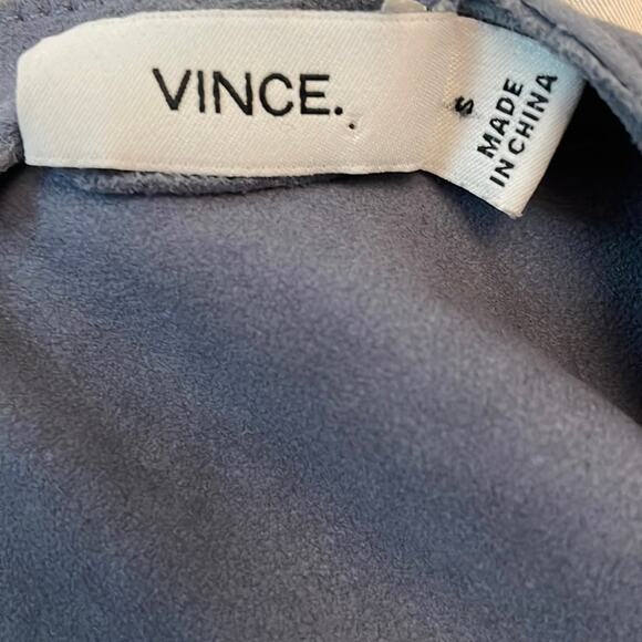 Vince Lamb Leather Suede Mini Dress V Neck Size Small Quiet Luxury - Picture 6 of 8